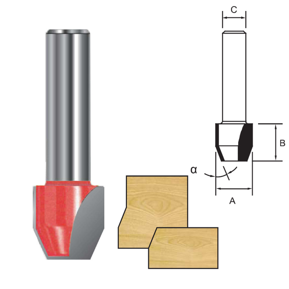 TCT Bevel & Flush Trim Cutter Router Bit, Double Cutter, Right Rotation