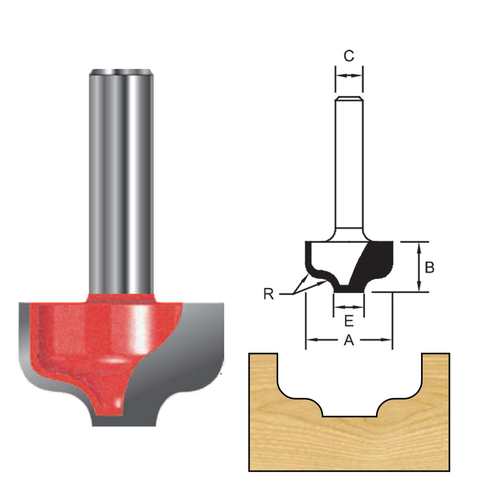 TCT Ogee Cutter Router Bit, Double Cutter, Right Rotation