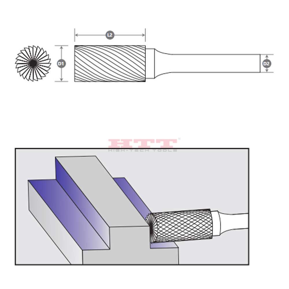 Cylinder Carbide Rotary Bur, End Cut