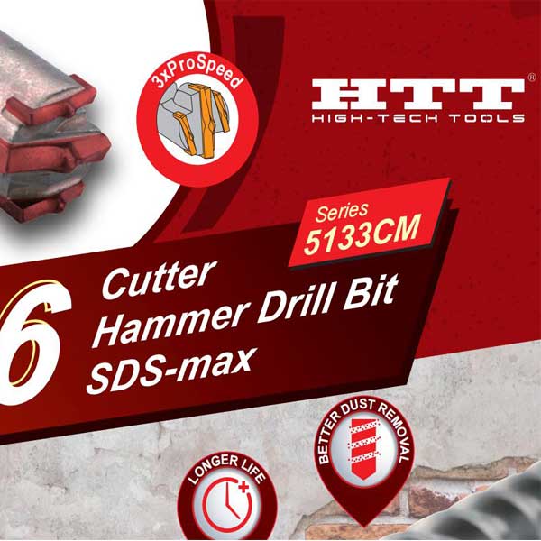 Supreme 6 Cutter Hammer Drill Bit SDS-max 