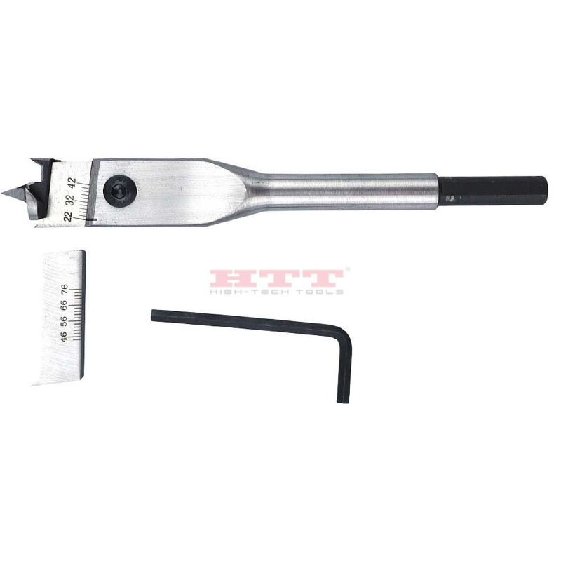 Adjustable Extension Flat Drill w/Hex Shank