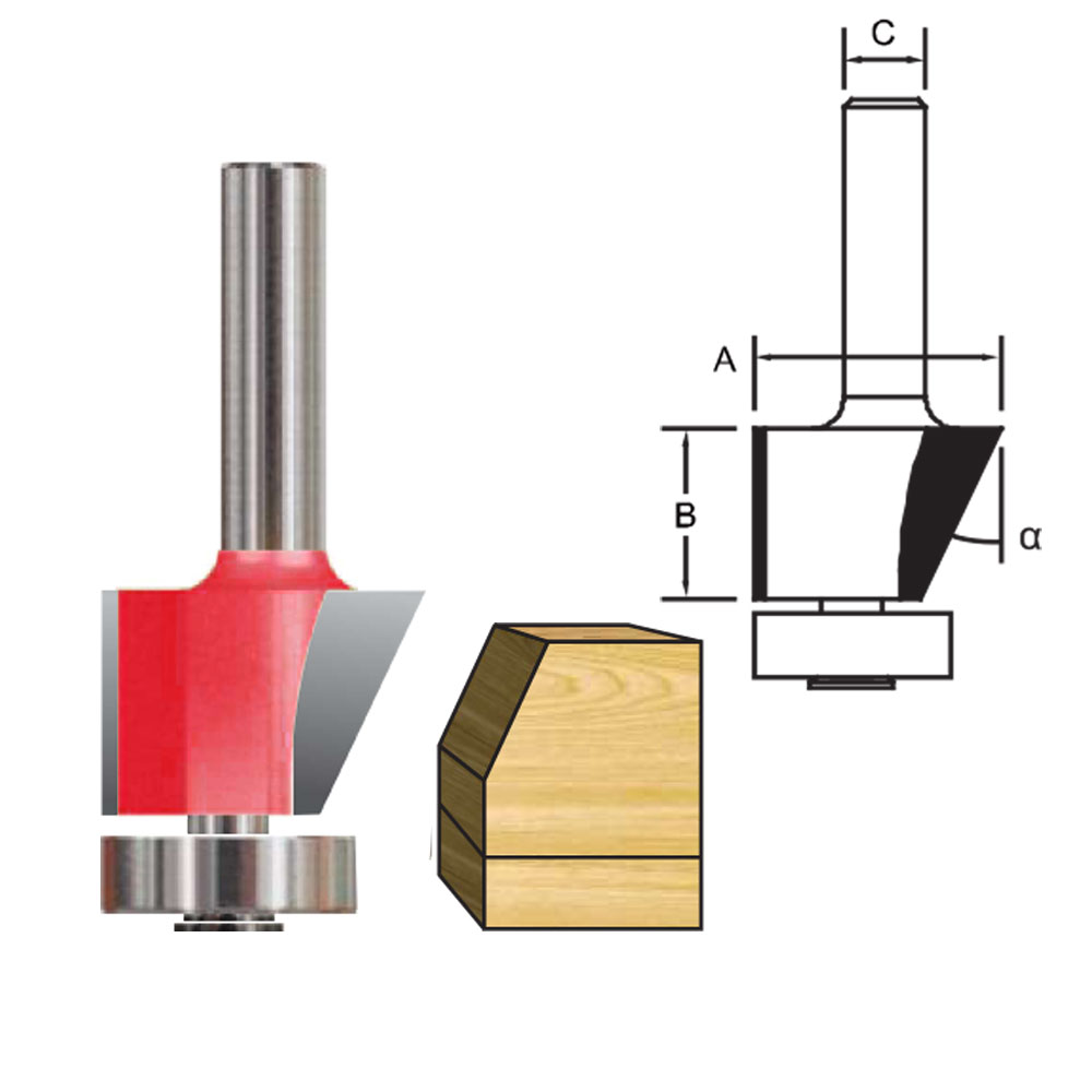 TCT Combination Flush and Bevel Trim Bit, Double Cutter, Right Rotation