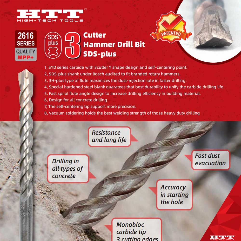 Y Cutter Hammer Drill Bit SDS+