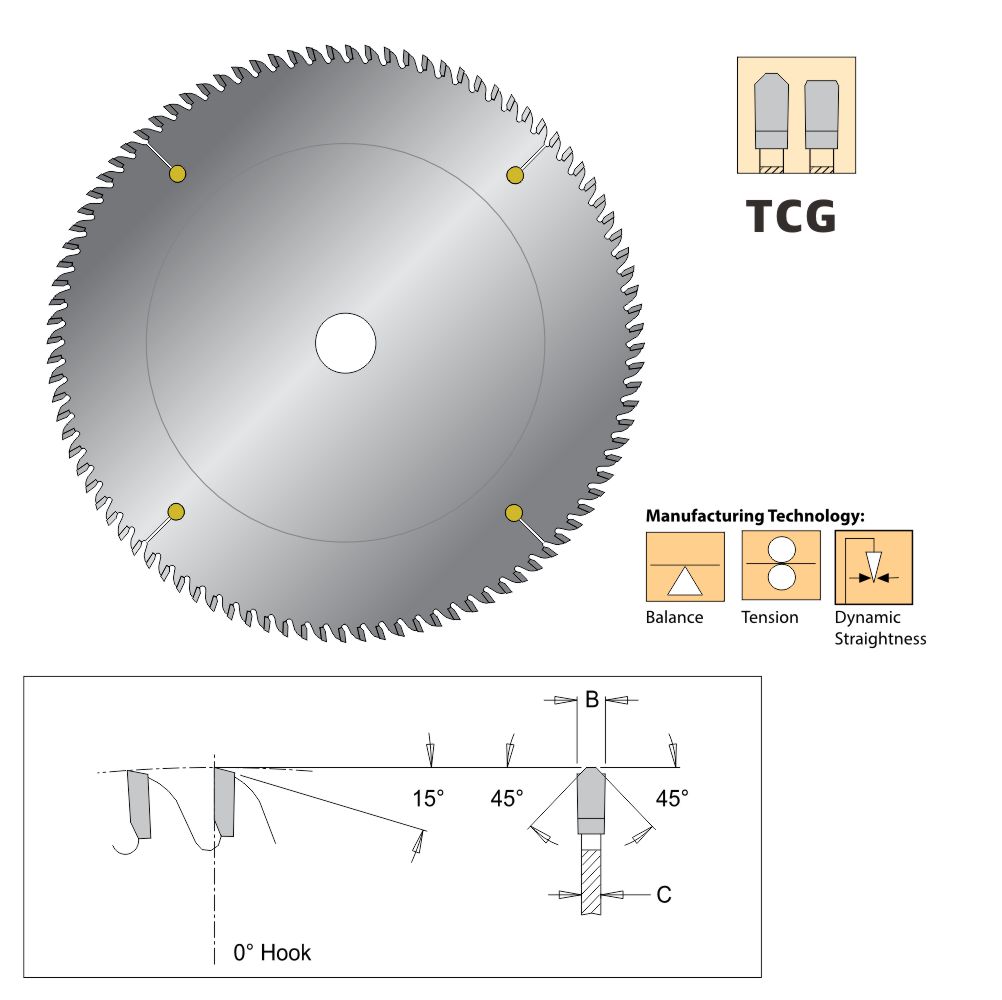 T.C.T. Solid Surface-Laminate Saw Blade (TCG)
