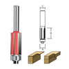 TCT Trimming Cutter Router Bit with Ball Bearing, 3Cutters, Right Rotation