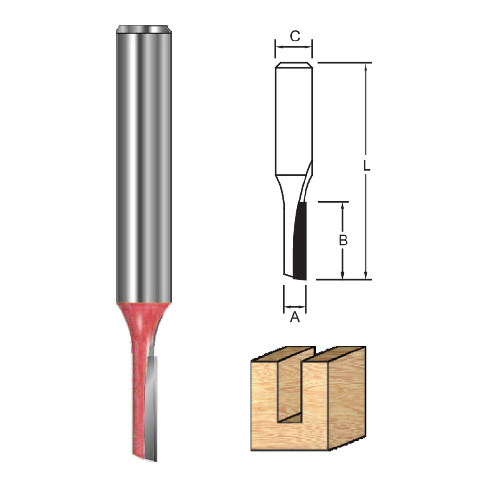 TCT Straight Router Bit, Single Cutter, Right Rotation