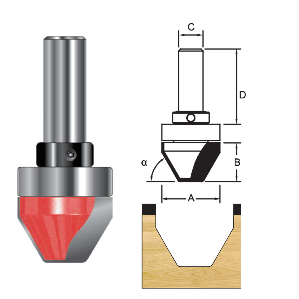 TCT 60degrees Lettering Router Bit, Double Cutter, Right Rotation