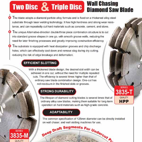 Two-Disc And Triple-Disc Diamond Chasing Saw Blades