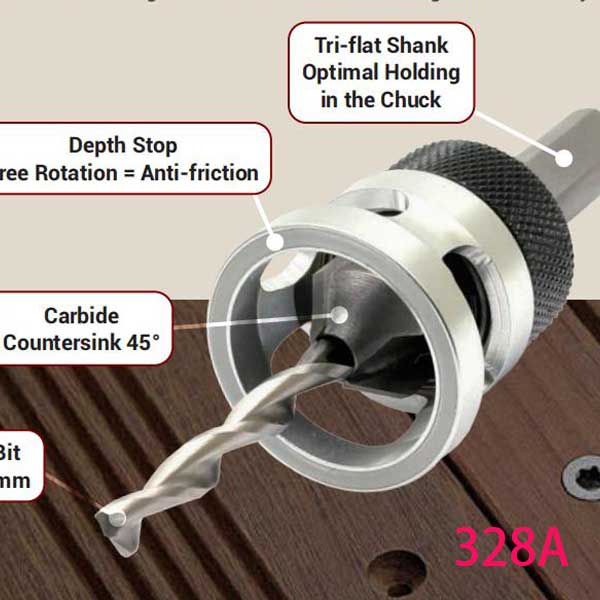 2Cutter TCT Countersink with Stopper(Al Cover+bearing)