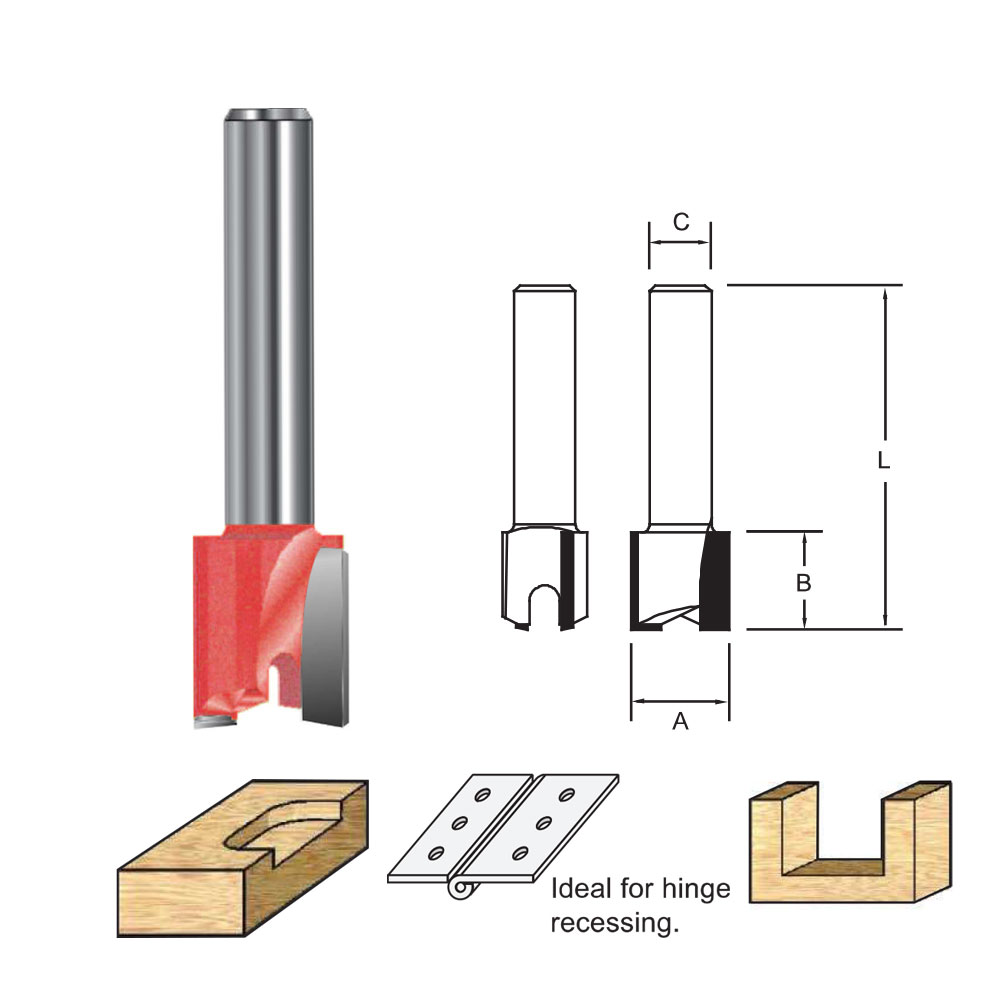 TCT Hinge Mortising Router Bit, Double Cutter, Right Rotation