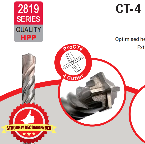 CT4 Cross Cutter Hammer Drill Bit SDS-plus 2819 Series