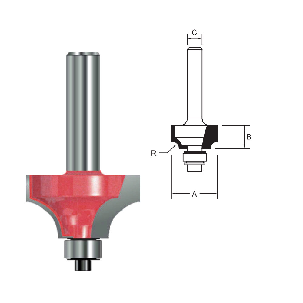 TCT Beading Cutter Router Bit with Ball Bearing, Double Cutter, Right Rotation