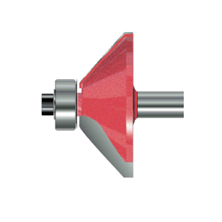 TCT Chamfer Cutter 45degrees Router Bit with Ball Bearing, Double Cutter, Right Rotation