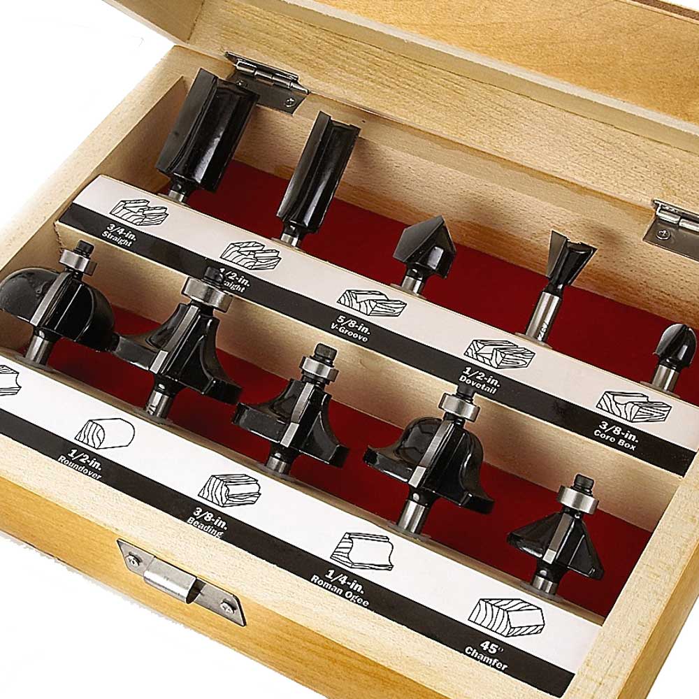 T.C.T. Router Bit Set A 10PCS (6.35MM Shank)