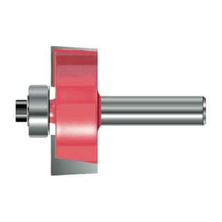 TCT Rabbeting Router Bit with Shear Angle & Ball Bearing, Double Cutter, Right Rotation