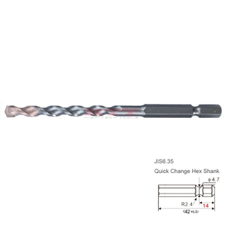 Masonry Drill Bit JIS6.35 Quick Change Hex Shank
